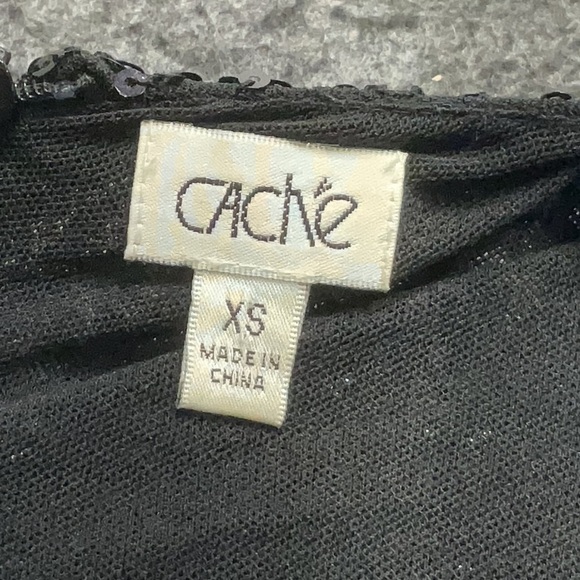 Vintage Cache Black Sequin Formal Dress Mock Neck Cocktail Holiday Y2K Size XS - Picture 5 of 6